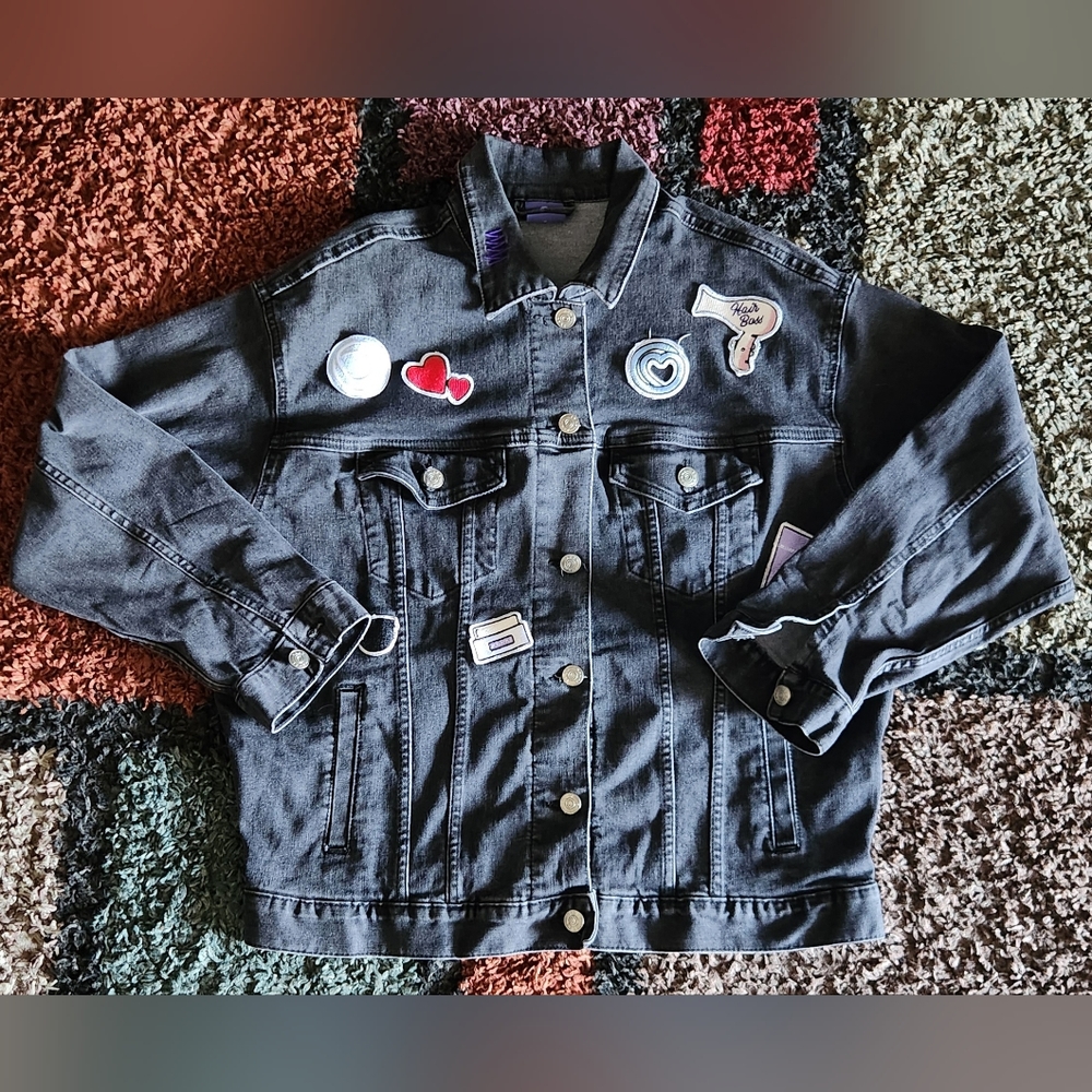 Monat Gear Boss Babe Denim Black Jacket Hair Boss Patches Wellness Product XS